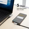 LogiLink CU0470 USB 3.2 Gen1 Type-C kabelis, A/M 90° uz C/M 90°, 5 Gbps, 60W, metāls, sudraba/melns, 0,5 m