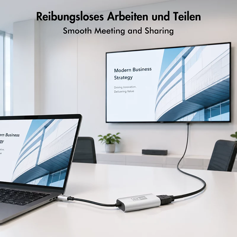 LogiLink CUA0115 USB 3.2 Gen1 Type-C adapteris, C/M uz HDMI-A/F, 4K/60 Hz, metāls, melns/sudrabs, 0,15 m