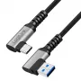 LogiLink CU0473 USB 3.2 Gen1 Type-C kabelis, A/M 90° uz C/M 90°, 5 Gbps, 60W, metāls, sudraba/melns, 2 m