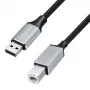 Logilink CU0107 USB 2.0 kabelis, USB-A/M uz USB-B/M, 480 Mbps, neilons, metāls, melns/sudrabs, 2 m