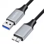Logilink CU0291 USB 3.0 kabelis, A/M uz Micro-USB/M, 5 Gbps, neilons, metāls, melns/sudrabs, 2 m