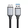 Logilink CU0291 USB 3.0 kabelis, A/M uz Micro-USB/M, 5 Gbps, neilons, metāls, melns/sudrabs, 2 m