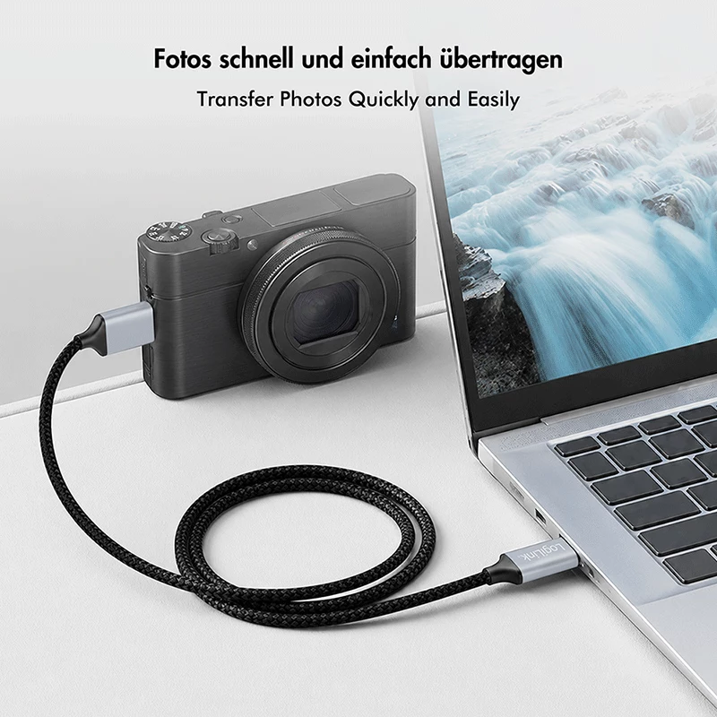 Logilink CU0199 USB 3.2 Gen1 Type-C kabelis, C/M uz Micro-USB/M, 5 Gbps, neilons, metāls, melns/sudrabs, 2 m