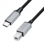 Logilink CU0515 USB 2.0 Type-C kabelis, C/M uz B/M, 480 Mbps, neilons, metāls, melns/sudrabs, 2 m