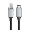 Logilink CU0515 USB 2.0 Type-C kabelis, C/M uz B/M, 480 Mbps, neilons, metāls, melns/sudrabs, 2 m