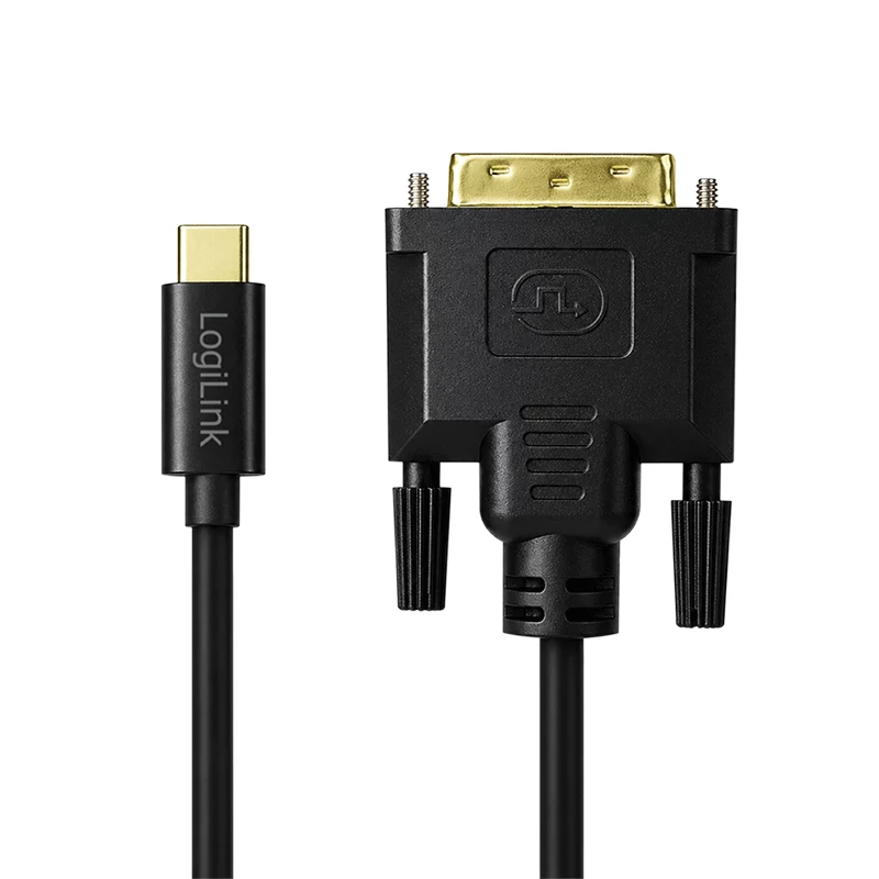 Logilink UA0473 USB 3.2 Gen1 Type-C kabelis, C/M uz DVI-D/M, 1080p/60 Hz, melns, 1,8 m