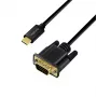Logilink UA0475 USB 3.2 Gen1 Type-C kabelis, C/M uz VGA/M, 1080p/60 Hz, melns, 1,8 m