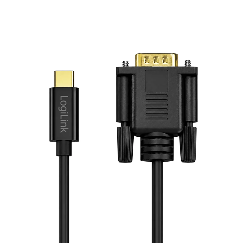 Logilink UA0475 USB 3.2 Gen1 Type-C kabelis, C/M uz VGA/M, 1080p/60 Hz, melns, 1,8 m