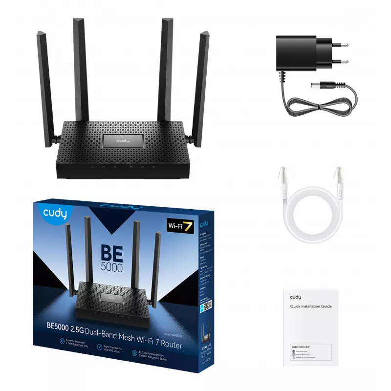 CUDY WR5000 BE5000 2.5G Wi-Fi 7 mesh maršrutētājs, 4.32 Gbps