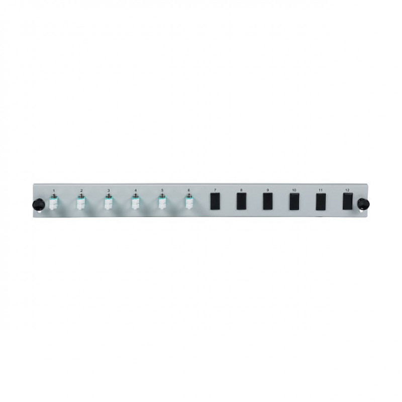 EFB Elektronik SB-FP-6SC-S-OM4 optiskās šķiedras priekšējais panelis montāžai statnē, 1U, pelēks, metāls, 432 mm