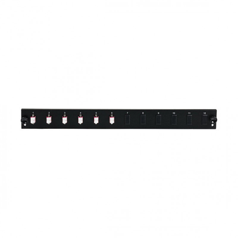 EFB Elektronik SB-FP-6SC-S-OM4 optiskās šķiedras priekšējais panelis montāžai statnē, 1U, pelēks, metāls, 432 mm