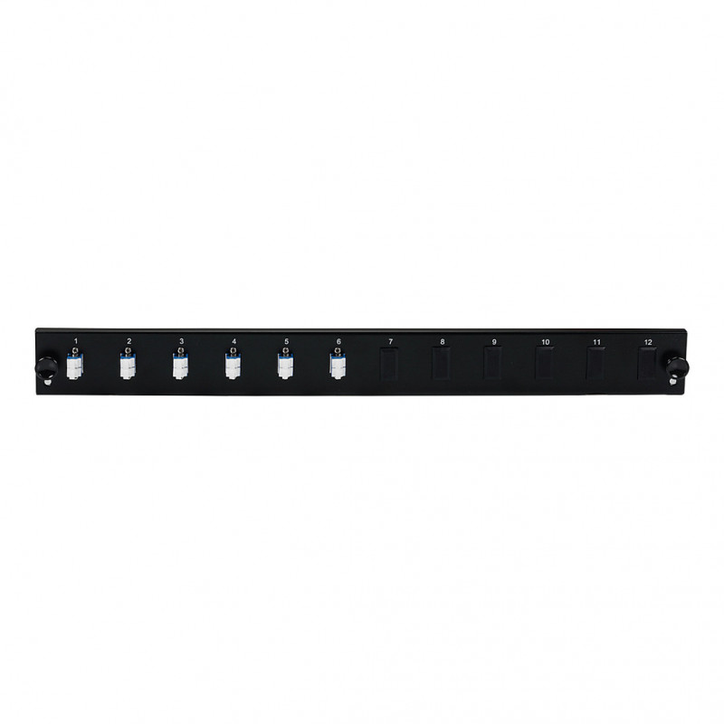 EFB Elektronik SB-FP-6SC-S-OM4 optiskās šķiedras priekšējais panelis montāžai statnē, 1U, pelēks, metāls, 432 mm