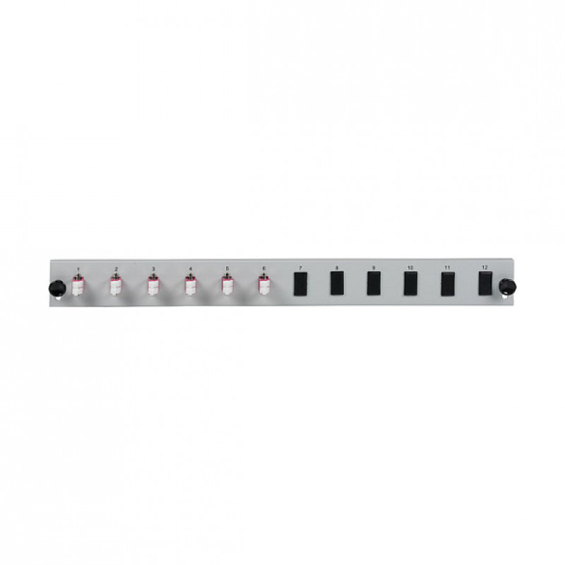 EFB Elektronik SB-FP-6SC-S-OM4 optiskās šķiedras priekšējais panelis montāžai statnē, 1U, pelēks, metāls, 432 mm
