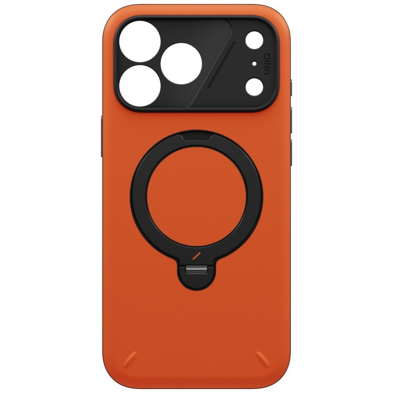 UNIQ Elix apvalks Apple iPhone 18 Pro Max / 17 Pro Max ar 360° rotējošu statīvu, oranžs