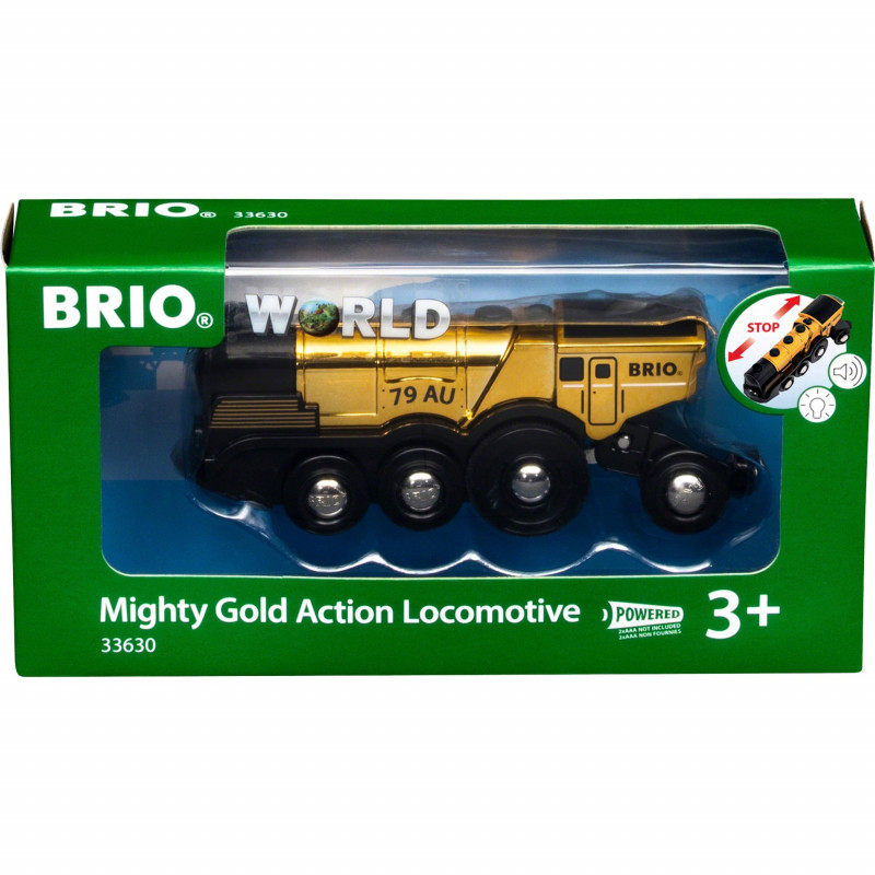 BRIO World zelta akumulatora lokomotīve ar gaismu un skaņu (33630)