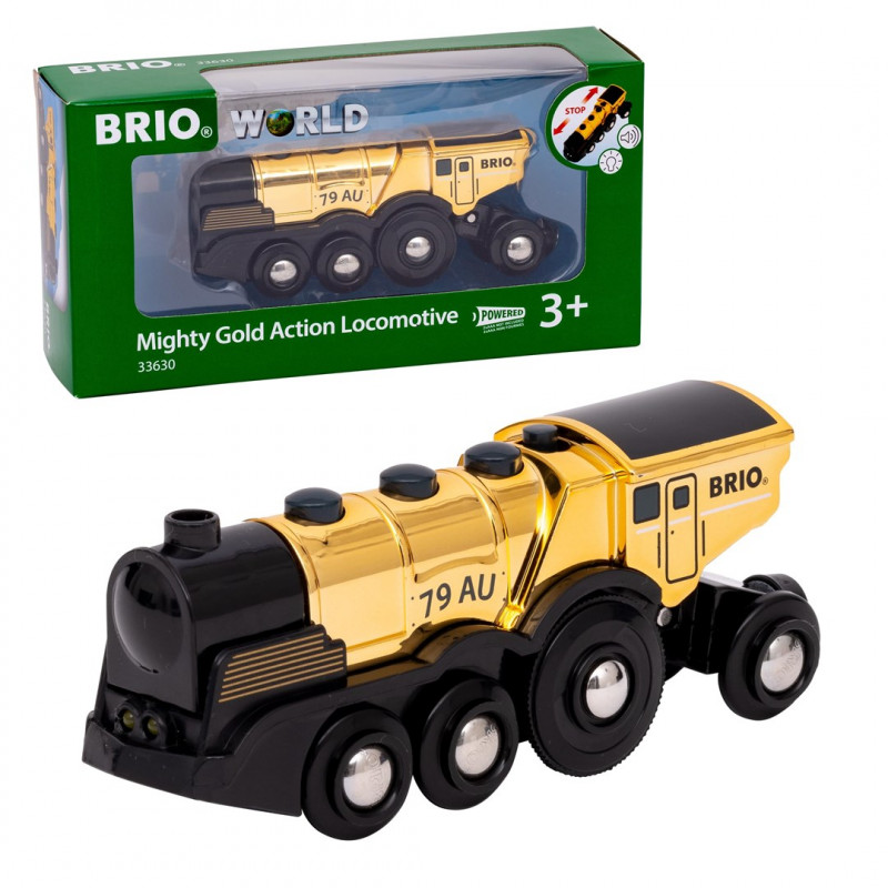 BRIO World zelta akumulatora lokomotīve ar gaismu un skaņu (33630)