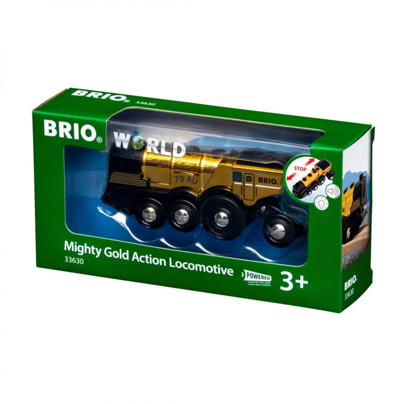 BRIO World zelta akumulatora lokomotīve ar gaismu un skaņu (33630)