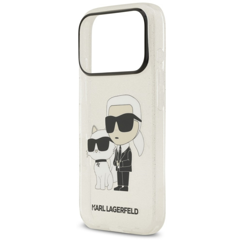 Karl Lagerfeld IML NFT Glitter Karl&Choupette vāciņš KF003400, paredzēts Apple iPhone 18 Pro Max / 17 Pro Max, caurspīdīgs