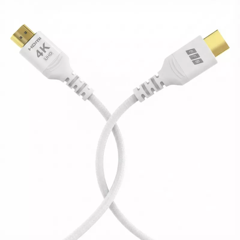 EFB Elektronik HDMI-20-00012 HDMI kabelis High Speed ar Ethernet, 4K60Hz, 18 Gbit/s, 1 m, balts, saderīgs ar HDMI 2.0