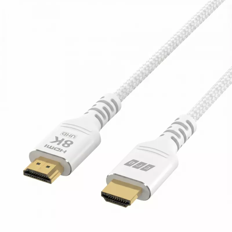 EFB Elektronik HDMI-21-00010 HDMI kabelis Ultra High Speed, 8K60Hz, 48 Gbit/s, 1 m, balts, saderīgs ar HDMI 2.1/2.0