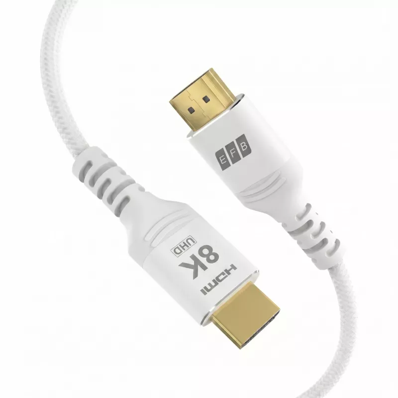 EFB Elektronik HDMI-21-00012 HDMI kabelis Ultra High Speed, 8K60Hz, 48 Gbit/s, 3 m, balts, saderīgs ar HDMI 2.1/2.0
