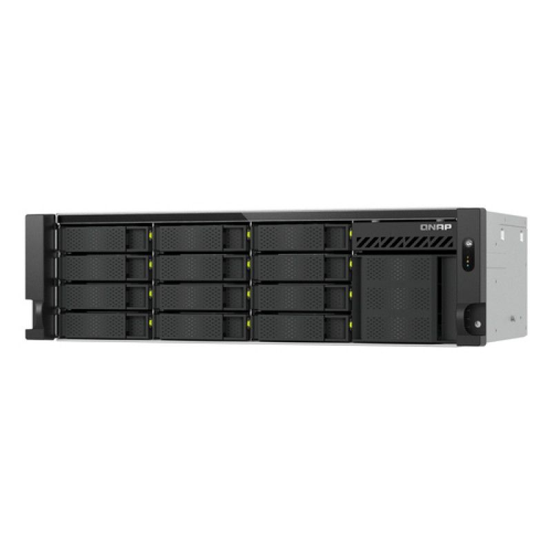 QNAP TS-h1655XeU-RP-8G 16 nodalījumu seklais statīva NAS, 8 GB RAM, 2x 10GbE, rezerves barošanas bloks