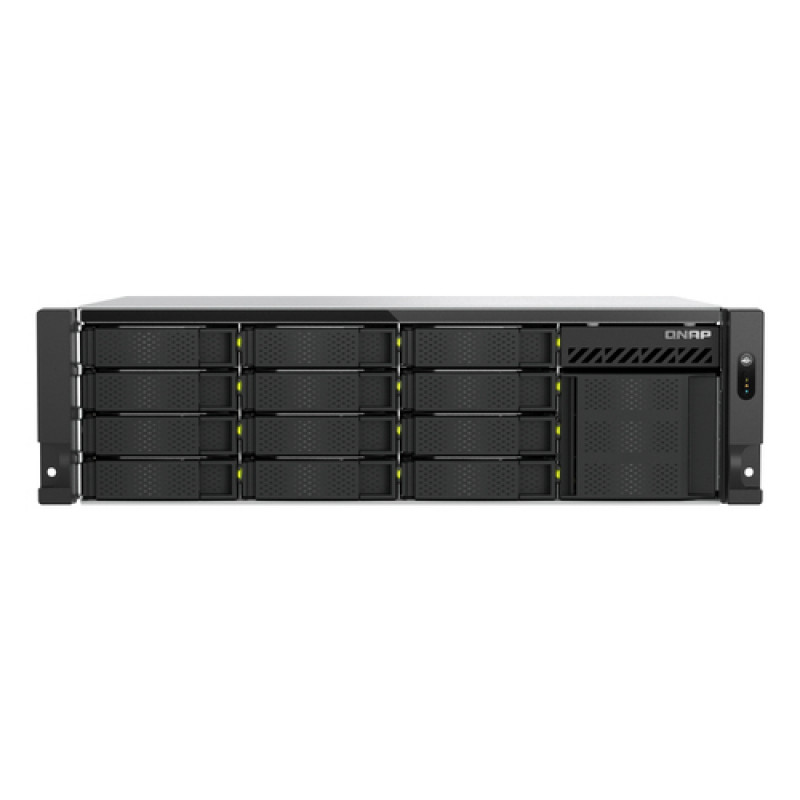 QNAP TS-h1655XeU-RP-8G 16 nodalījumu seklais statīva NAS, 8 GB RAM, 2x 10GbE, rezerves barošanas bloks