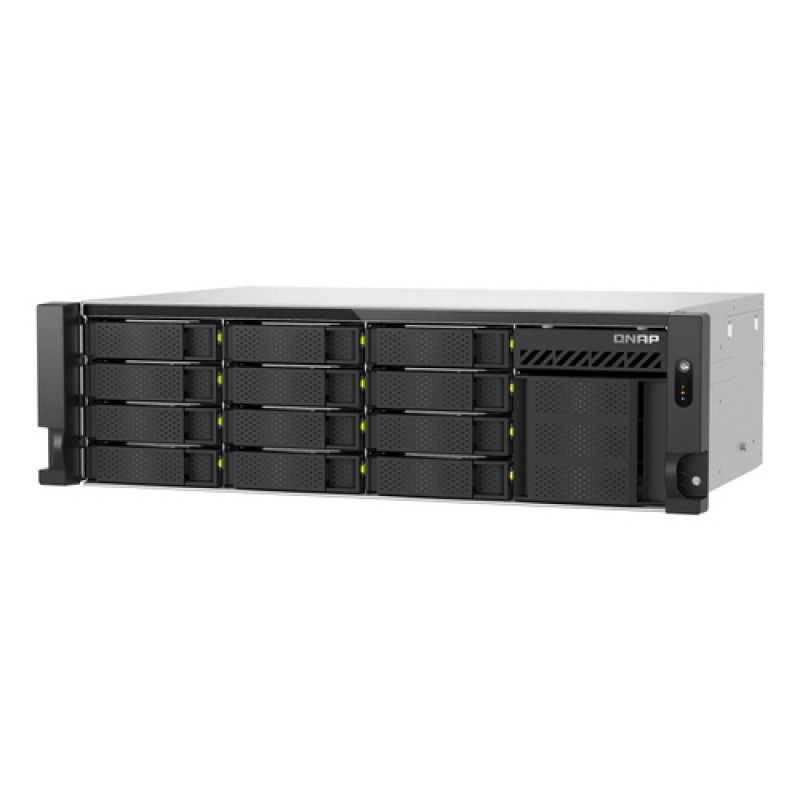 QNAP TS-h1655XeU-RP-8G 16 nodalījumu seklais statīva NAS, 8 GB RAM, 2x 10GbE, rezerves barošanas bloks