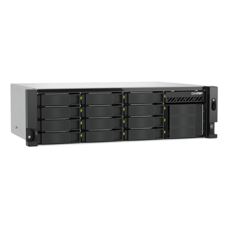 QNAP TS-h1655XeU-RP-8G 16 nodalījumu seklais statīva NAS, 8 GB RAM, 2x 10GbE, rezerves barošanas bloks