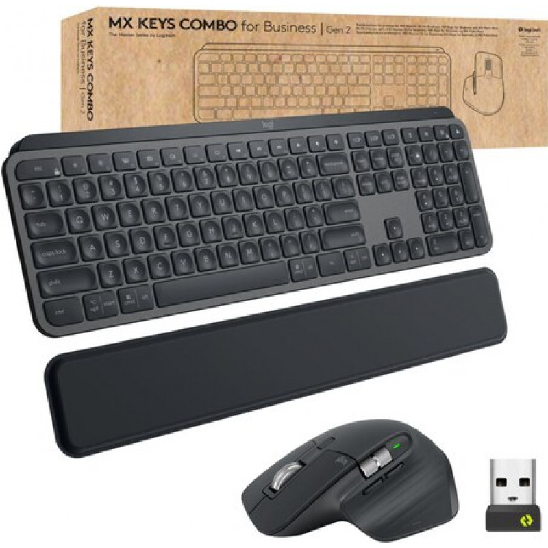 Logitech MX Keys Combo for Business tastatūras un peles komplekts (920-010929), grafīta krāsā, itāļu QWERTY