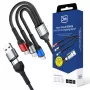 3MK Hyper Cable N-SERIES 6in1 USB-C / USB-A uz USB-C / MicroUSB / Lightning kabelis, QC 3.0, 18 W (9 V / 2 A), 1.2 m, melns