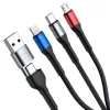 3MK Hyper Cable N-SERIES 6in1 USB-C / USB-A uz USB-C / MicroUSB / Lightning kabelis, QC 3.0, 18 W (9 V / 2 A), 1.2 m, melns