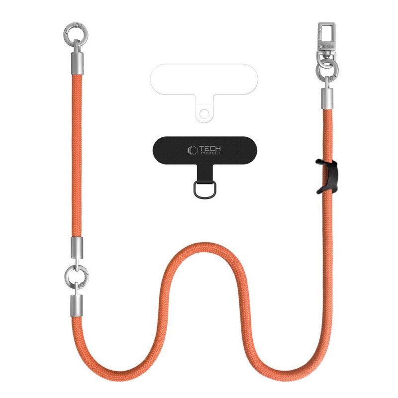 Tech-Protect C10S Rope Crossbody & Wrist tālruņa siksniņu komplekts, oranžs/titāna