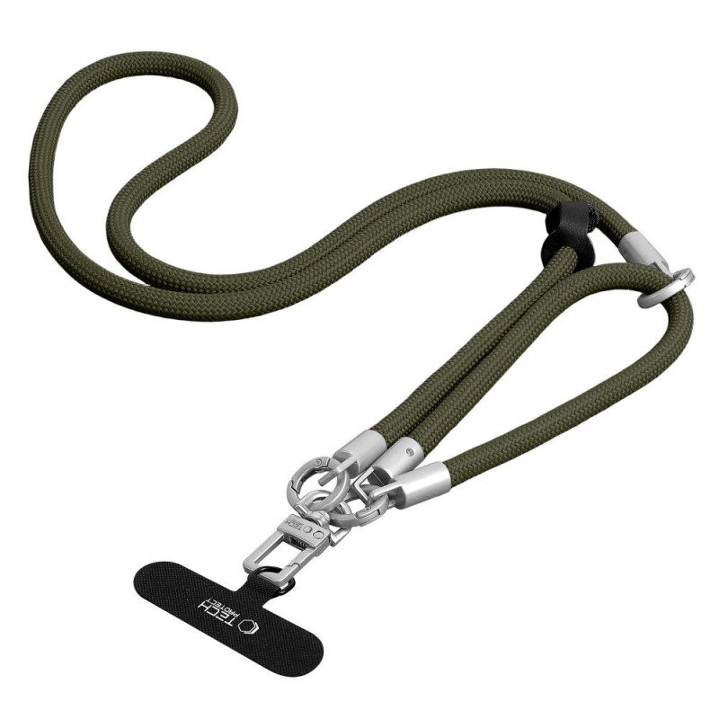 Tech-Protect C10S Rope Crossbody & Wrist tālruņa siksniņu komplekts, olīvzaļš/titāna
