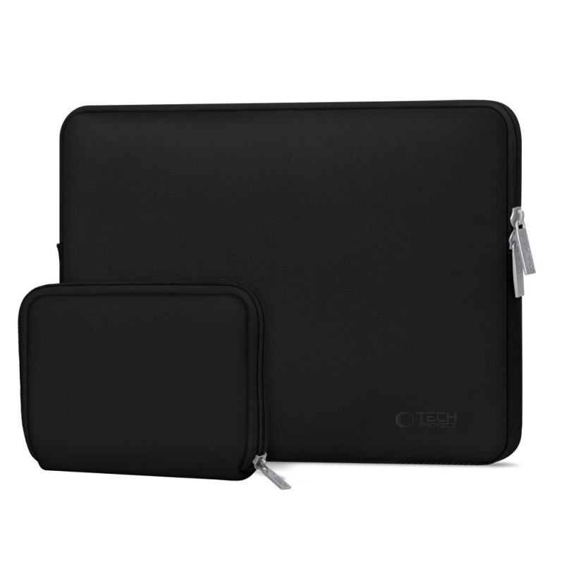 Tech-Protect NeoSlim THP3383 portatīvā datora 13-14 collu apvalks ar aksesuāru somiņu, melns