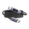 Ugreen L530 USB-C uz USB-C kabelis, PD 240 W, 480 Mbps, ar displeju, 2 m, melns