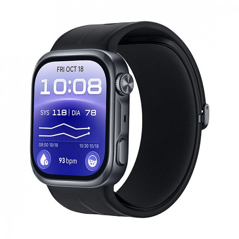 Huawei Watch D3 Riva-B10 46 mm viedpulkstenis, alumīnija korpuss, gumijas siksniņa, melns (55020KBU)
