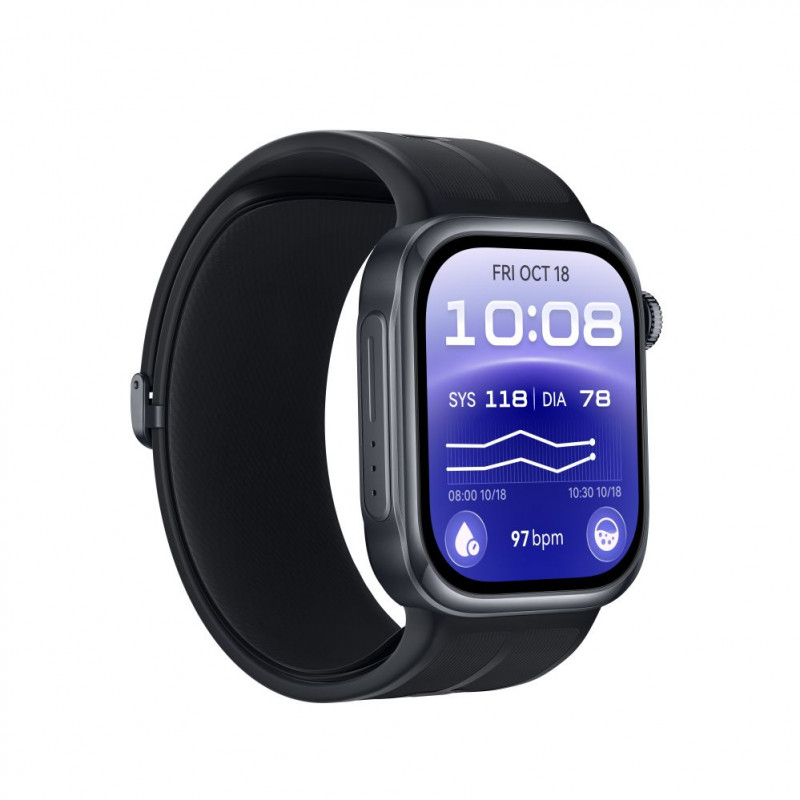 Huawei Watch D3 Riva-B10 46 mm viedpulkstenis, alumīnija korpuss, gumijas siksniņa, melns (55020KBU)