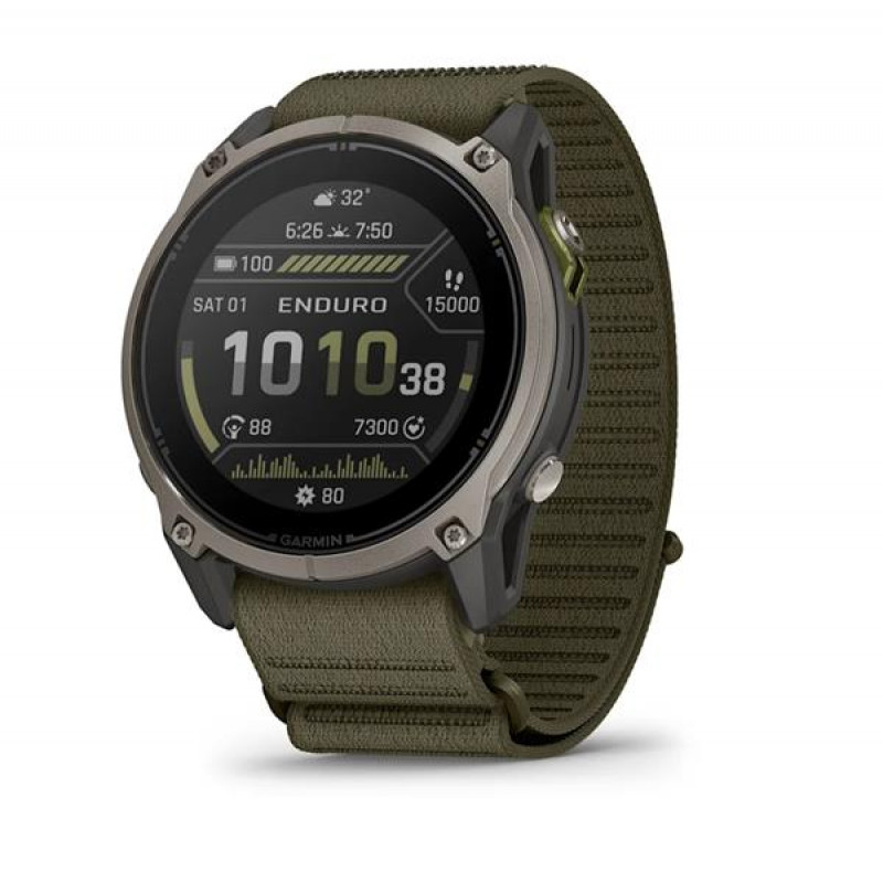 Garmin Enduro 4 GPS viedpulkstenis ar tumši olīvu ComfortFit auduma siksniņu (010-04799-01)