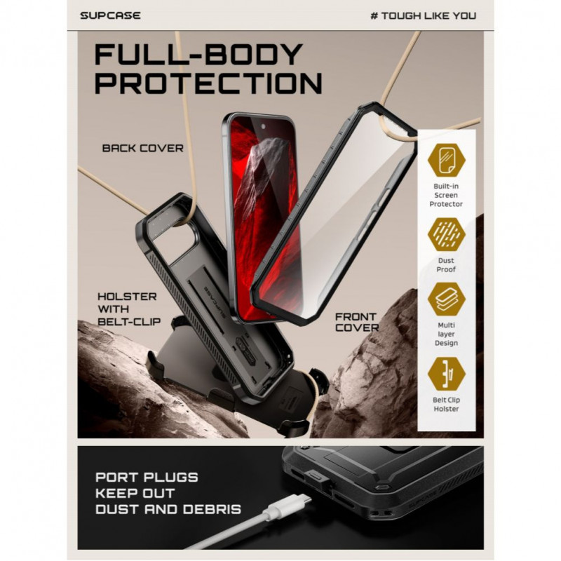 Supcase Unicorn Beetle Pro aizsargapvalks Google Pixel 11 Pro, melns