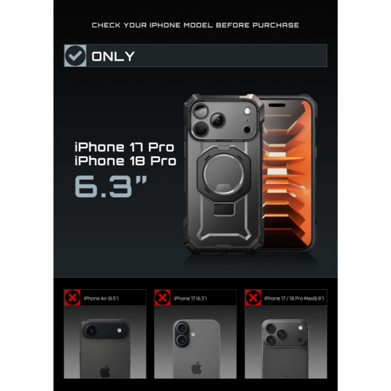 Supcase UB Grip Mag MagSafe maciņš Apple iPhone 17 Pro / 18 Pro, melns