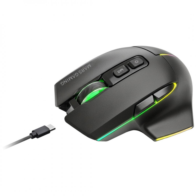 Tacens Mars Gaming MMW-VECTOR bezvadu spēļu pele, 12000 DPI, Bluetooth 5.4, 2,4 GHz