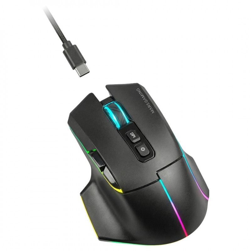 Tacens Mars Gaming MMW-VECTOR bezvadu spēļu pele, 12000 DPI, Bluetooth 5.4, 2,4 GHz