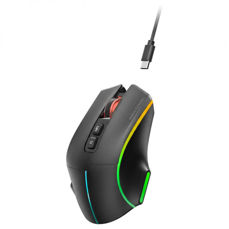 Tacens Mars Gaming MMW-VECTOR bezvadu spēļu pele, 12000 DPI, Bluetooth 5.4, 2,4 GHz