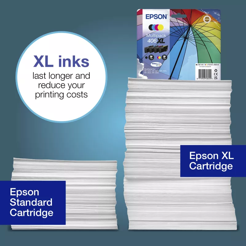 Epson 406XL Umbrella DURABrite Ultra multipaka EasyMail 4 gabalu iepakojums, XL (C13T17H64510)
