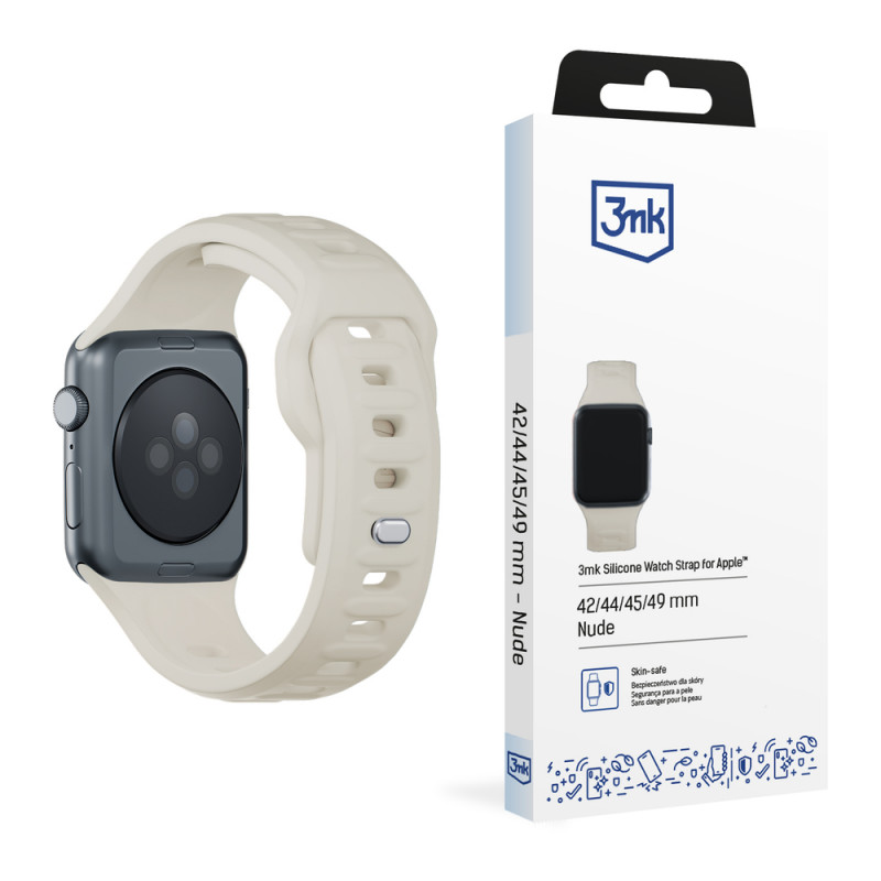3mk silikona pulksteņa siksniņa Apple Watch 42/44/45/49 mm, bēša