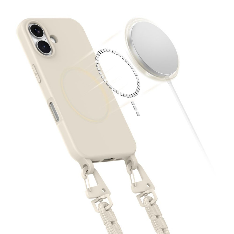 Tech-Protect MagNecklace MagSafe maciņš ar štropi Apple iPhone 16, bēšs
