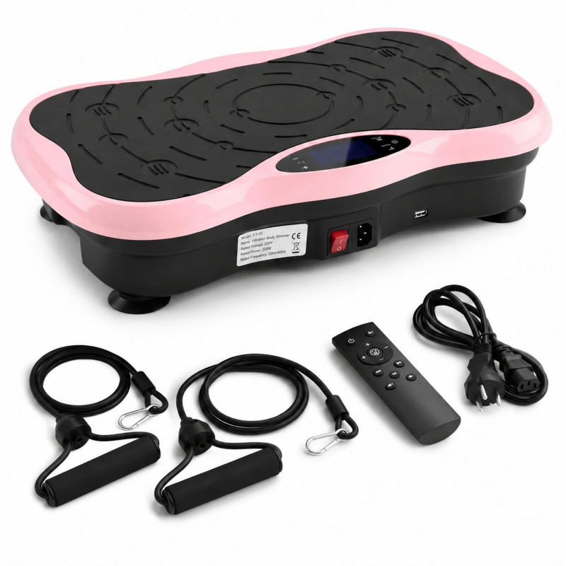 Extralink Moonwalk SpinMove vibrācijas vingrošanas platforma fitnesam, 200 W, rozā