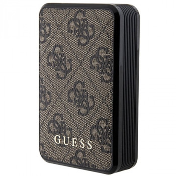 Guess GUPB10DP4GEGW pārnēsājamais akumulators 10000 mAh, 18 W, 4G Leather Metal Logo, brūns