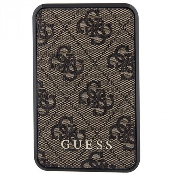 Guess GUPB10DP4GEGW pārnēsājamais akumulators 10000 mAh, 18 W, 4G Leather Metal Logo, brūns